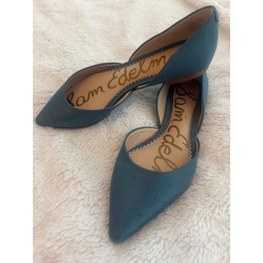 Sam Edelman Rodney Blue Fabric Pointed Toe D'Orsay Flats Shoes 5.5 M